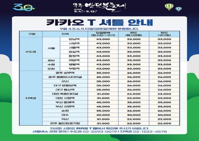 제30회 무주반딧불축제, 카카오 T 활용해 전국 21개 도시서 왕복 셔틀 운행