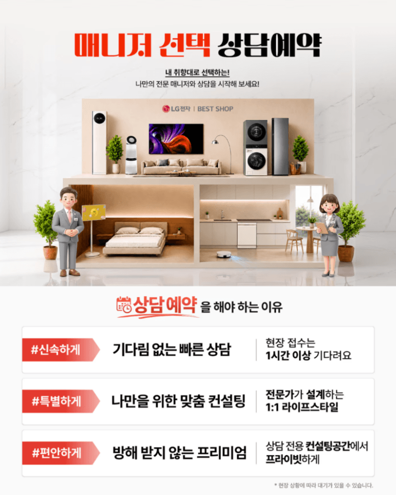LG전자 베스트샵, 상담예약 이용률 39% 달성… 전문 매니저 선택 서비스 호응