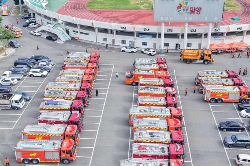 극한 가뭄 경남에 국가소방동원령…전국 소방 물탱크차 200대 집결