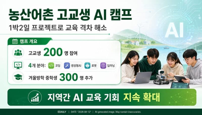 농산어촌 고교생 위한 AI 꿈키움 캠프, 연세대서 1박 2일간 열린다