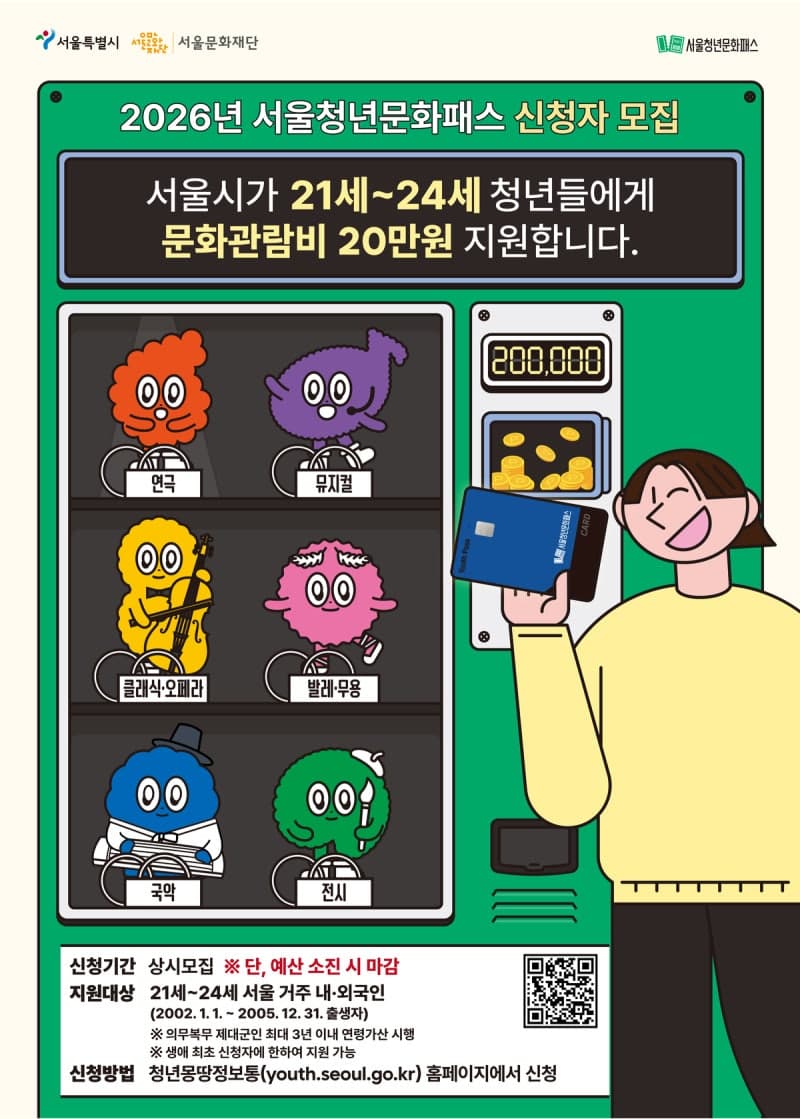 서울청년문화패스 24세까지 확대…1회 사용한도 10만원으로 상향