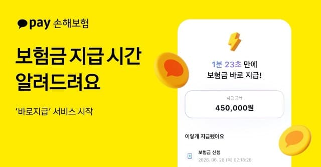 카카오페이손해보험, 보험금 지급 시간 알려주는 '바로지급' 서비스 시작
