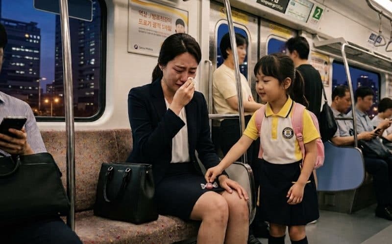 지하철서 눈물 흘리던 직장인에 사탕 건넨 아이…"내일도 버틸 용기 얻었다"