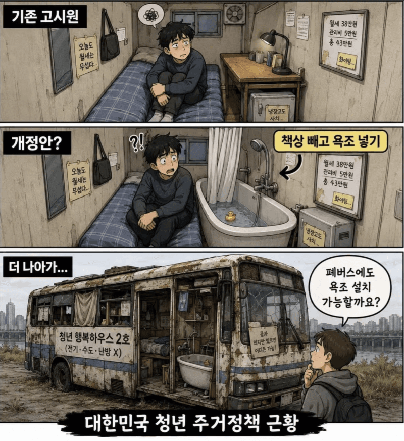 고시원 욕조 설치 허용에 2030 분노…'현실 모르는 탁상행정' 비판