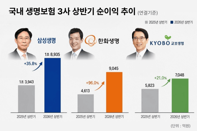 생보사 빅3 상반기 순익 44% 급증…한화생명, 자회사 효과로 업계 2위 도약
