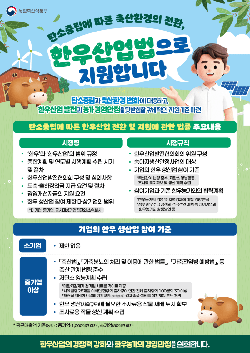 한우산업법 21일 시행…수급 조절·농가 경영안정 지원 체계 가동