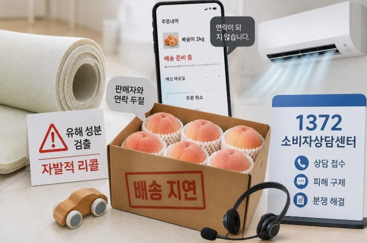 7월 소비자상담 '매트·복숭아' 불만 급증…유해성분 리콜과 배송 지연 영향