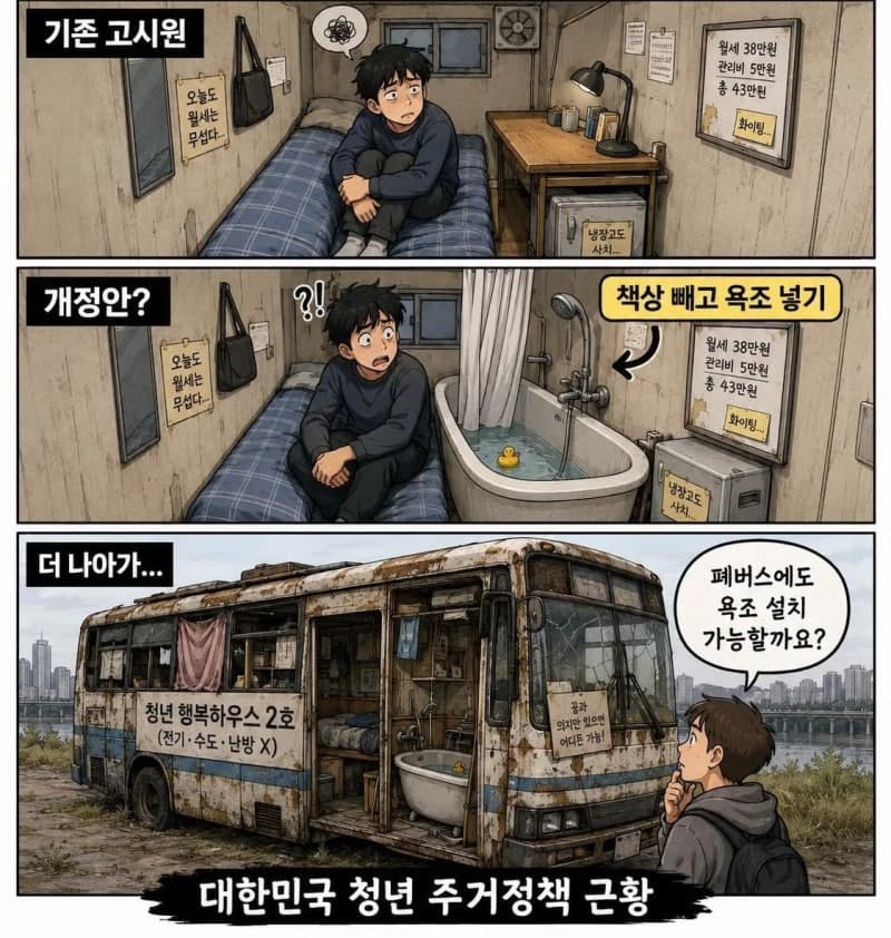 고시원 욕조 허용 논란에 국토부 결국 규제 완화 재검토