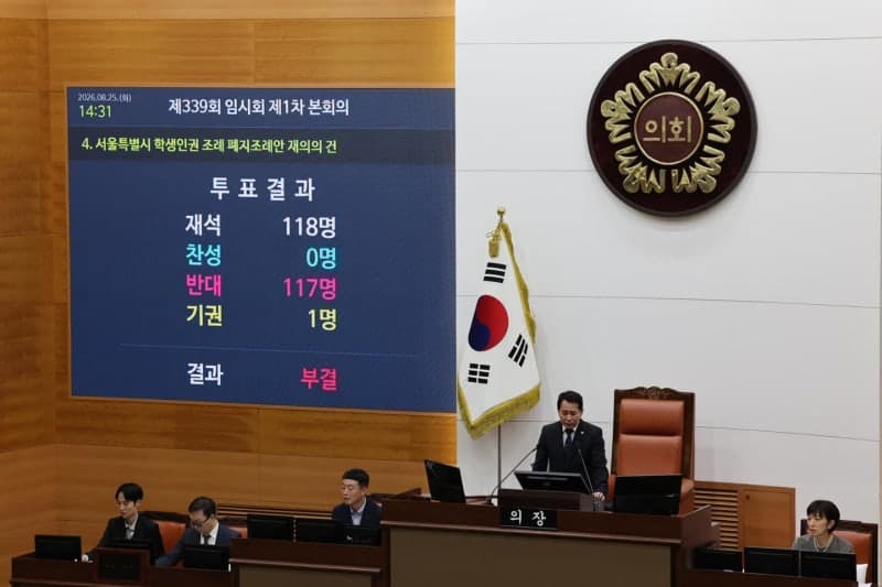 서울시의회, 학생인권조례 폐지안 부결…조례 효력 유지