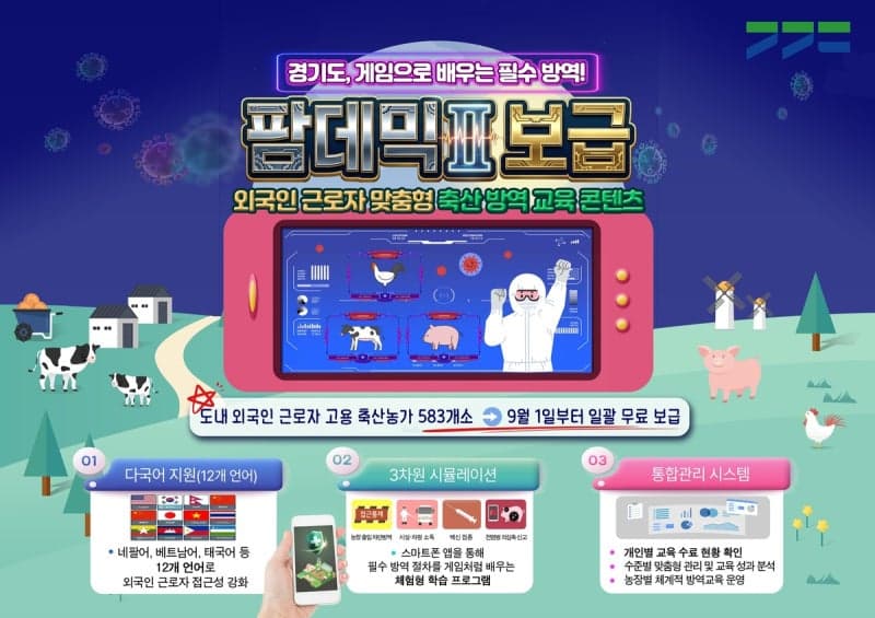 경기도, 외국인 근로자 위한 12개 언어 지원 가축방역 교육 ‘팜데믹Ⅱ’ 보급