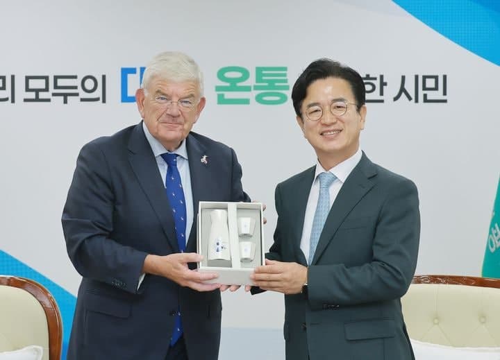 허태정 대전시장-얀 반 자넨 헤이그시장, 과학기술 및 혁신 협력 확대 논의