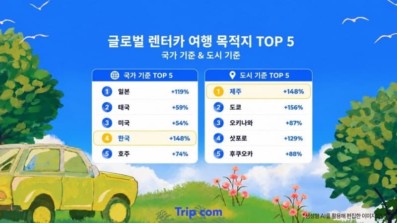 제주, 도쿄·오키나와 제치고 글로벌 렌터카 여행지 1위 등극