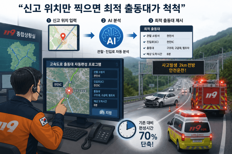 충남소방, AI 활용 고속도로 출동대 자동 편성…대응 시간 70% 단축