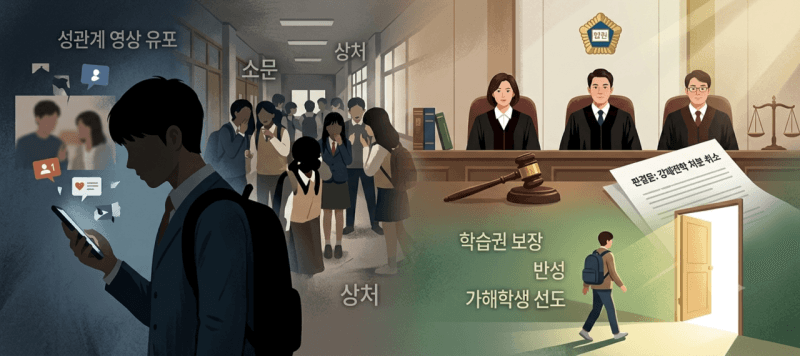 성관계 영상 무단 유포한 중학생 강제전학 처분 취소한 법원