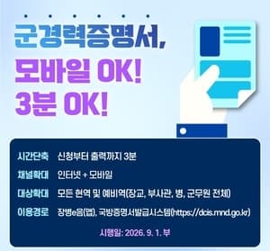 최대 2주 걸리던 군 경력증명서, 9월부터 스마트폰으로 3분 만에 발급