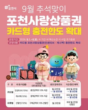 추석 앞두고 포천·고창 지역사랑상품권 혜택 대폭 강화