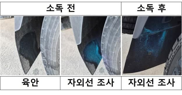 축산차량 소독 사각지대, 형광물질로 현장에서 즉시 확인한다