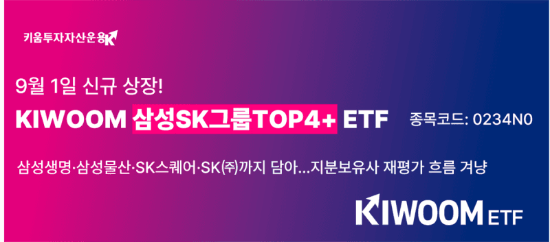 키움투자자산운용, 삼성·SK그룹 핵심 계열사 투자하는 'TOP4+ ETF' 9월 상장