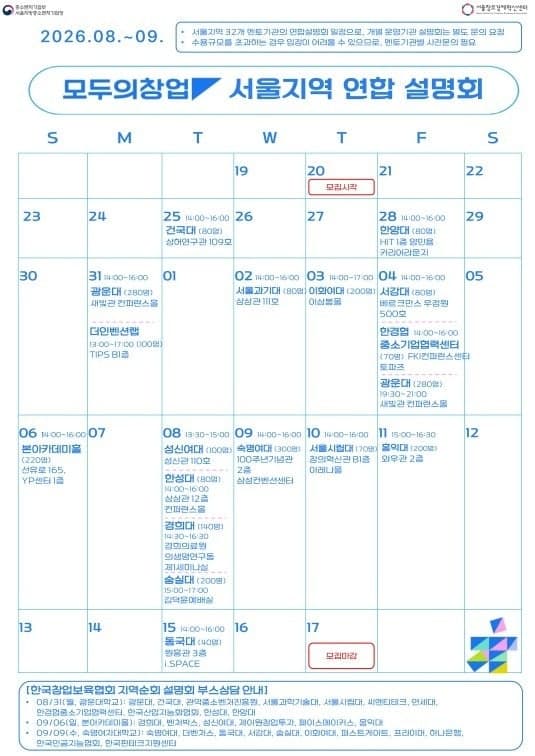 서울중기청·서울창경, '제2차 모두의 창업 프로젝트' 서울 설명회 개최
