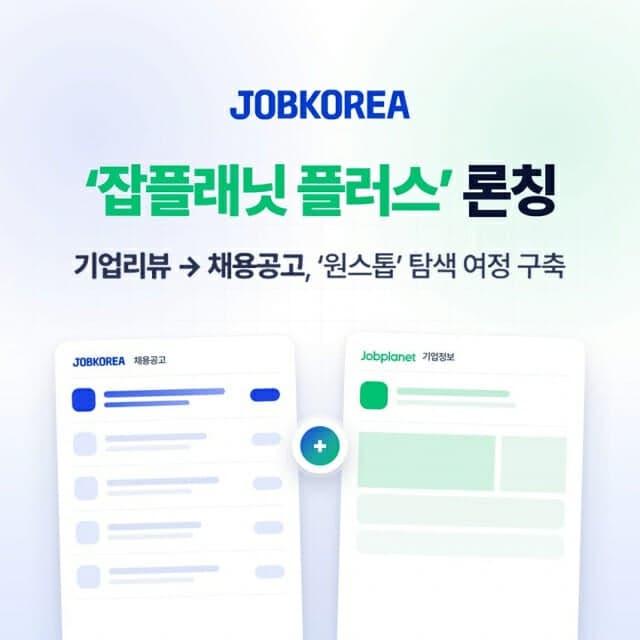 잡코리아·잡플래닛 서비스 연동 본격화, 채용공고 통합 서비스 '잡플래닛 플러스' 출시