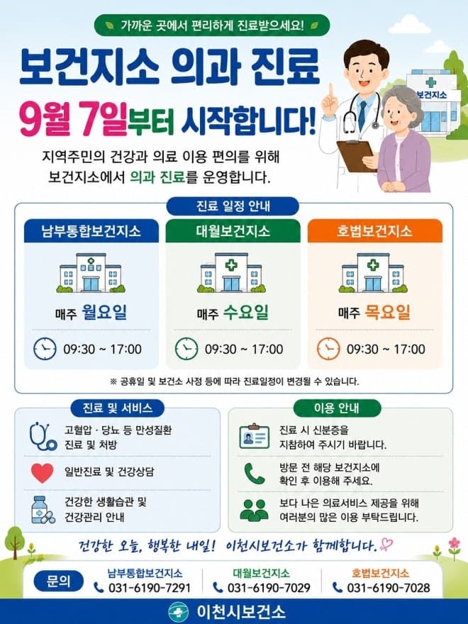 이천시, 공보의 공백 메울 '업무대행 의사' 채용…7일부터 진료 재개