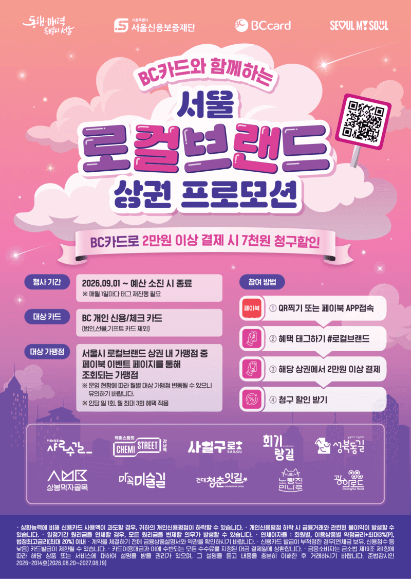 BC카드, 서울시 10개 로컬브랜드 상권서 3000곳 할인 혜택 제공