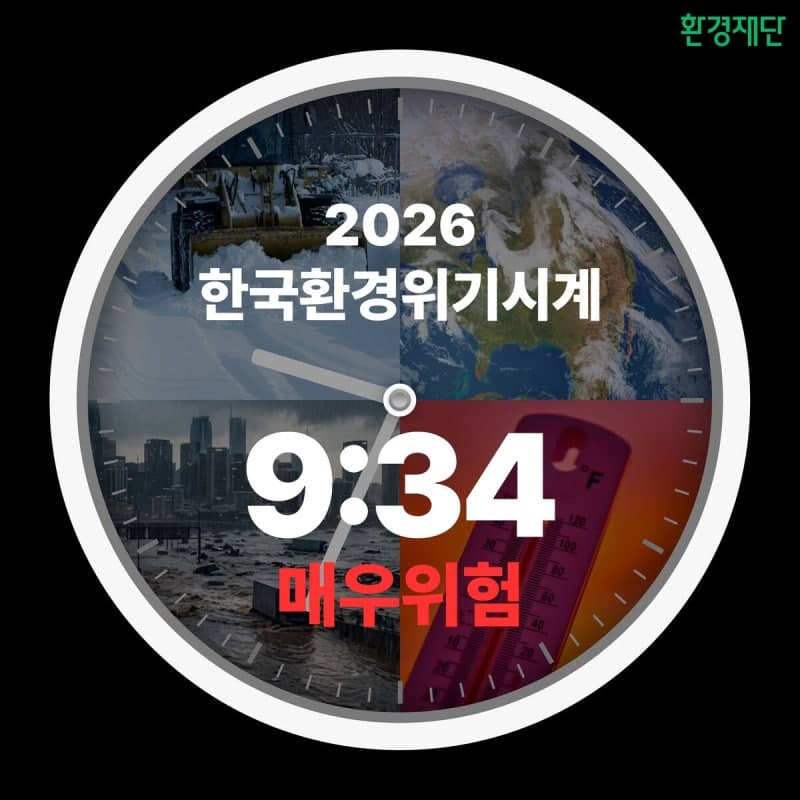 한국 환경위기시계 9시 34분으로 급등…다시 '매우 위험' 단계 진입