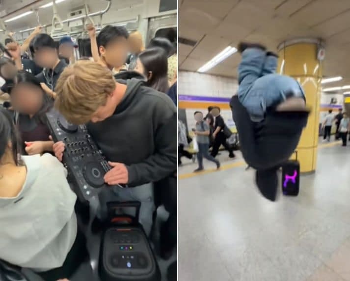 "한국 지하철이 클럽이냐"…대형 스피커 틀고 춤춘 독일 틱톡커 논란