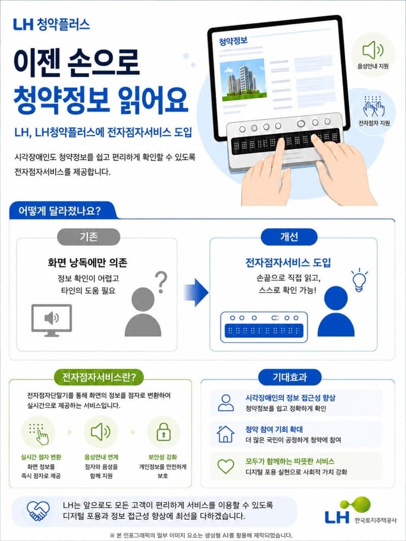 LH 청약정보, 이제 손끝으로 읽는다…‘실시간 전자점자 서비스’ 도입