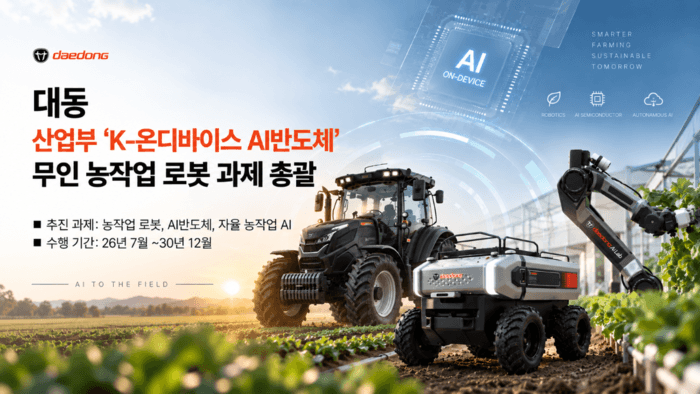 대동, 'K-AI칩' 심은 무인 농작업 로봇 개발 총괄…2030년까지 431억 투입