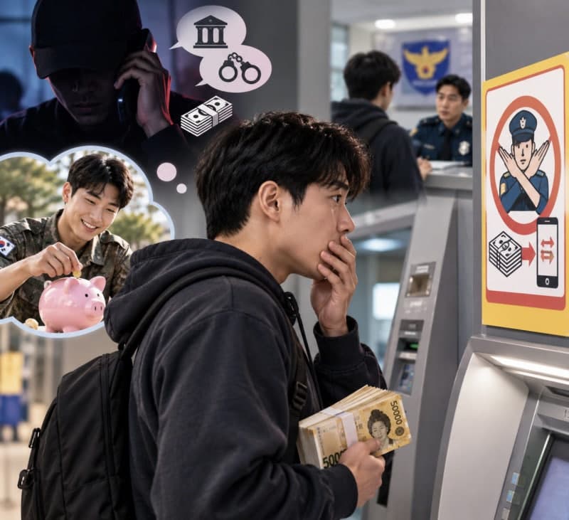 군 적금 2000만원 날릴 뻔한 20대, 은행 바닥 경고문 보고 보이스피싱 막았다