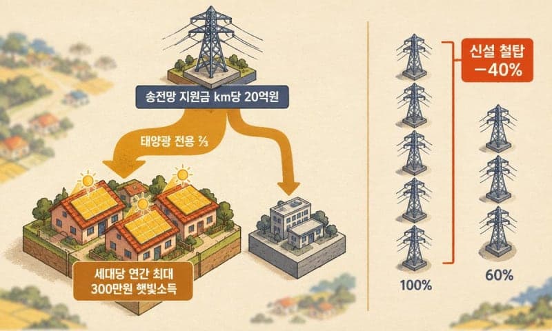 송전망 신설 철탑 40% 줄이고 주민엔 연 300만원 ‘햇빛소득’ 지원