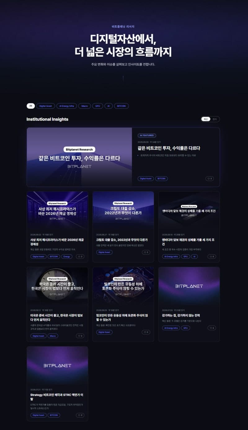 비트플래닛, 디지털자산·AI 산업 분석 '리서치랩' 홈페이지 오픈