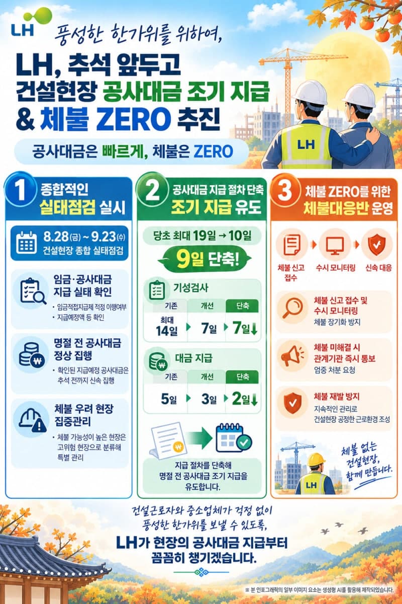 LH, 추석 앞두고 공사대금 6000억 조기 집행…체불 업체는 강력 제재