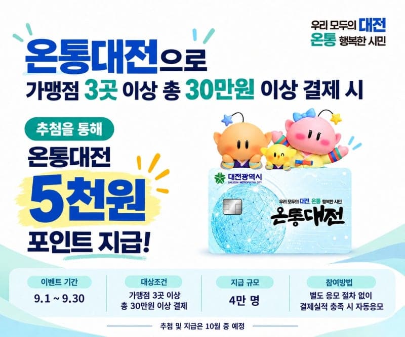 대전시, 추석 맞아 온통대전 2.0 소비 촉진 이벤트 개최