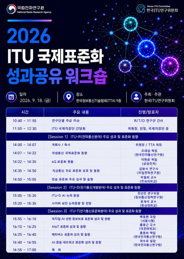 6G부터 피지컬 AI까지, 한국 차세대 ICT 국제표준 주도권 확보 나선다