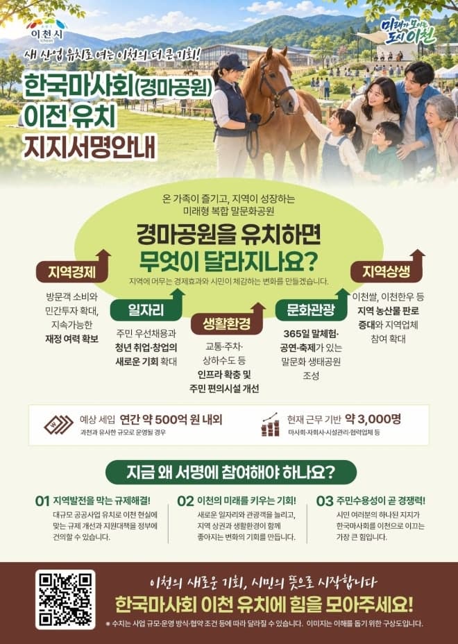 이천시, 한국마사회 경마공원 유치 본격화…범시민 서명운동 돌입
