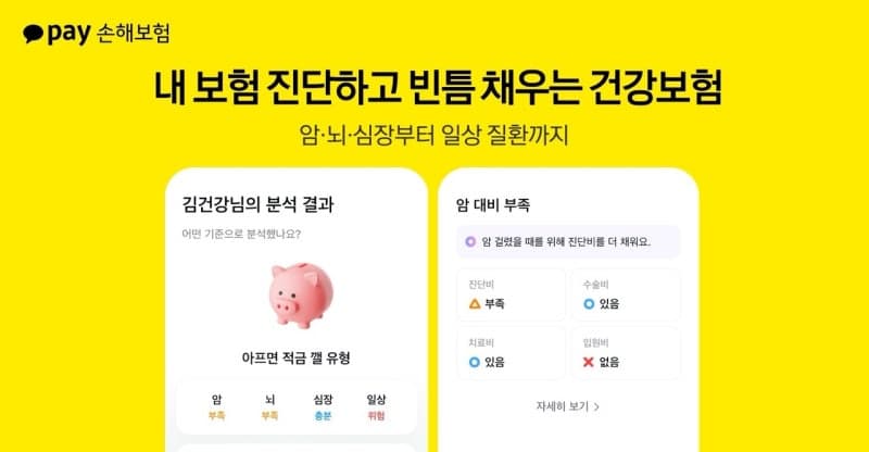 카카오페이손보, '내 보험 빈틈 찾아보기' 도입…부족한 보장만 골라 채운다