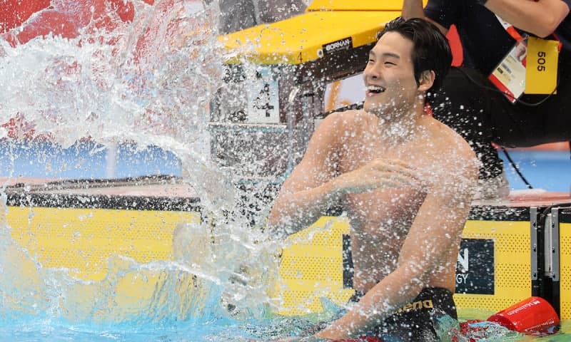 김영범, 男 자유형 50m 대회新 금메달…한국 수영 첫 金