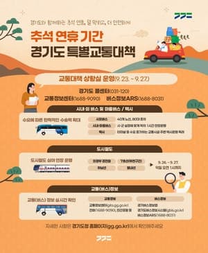 경기도, 추석 연휴 시외버스 80대 증차 및 철도 심야 연장 운행