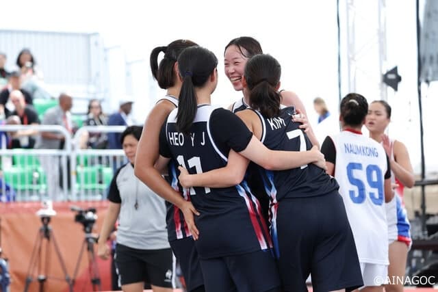 한국 여자 3대3 농구 대표팀, 싱가포르 꺾고 3전 전승으로 8강 직행