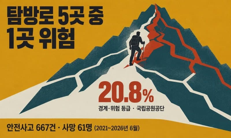 전국 국립공원 탐방로 5곳 중 1곳 ‘사고 위험’…최근 6년간 61명 사망