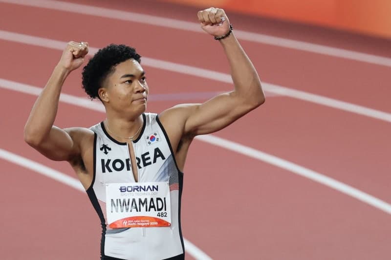 나마디 조엘진, 200m 예선 중도 포기…도핑 검사 여파로 근육 경련