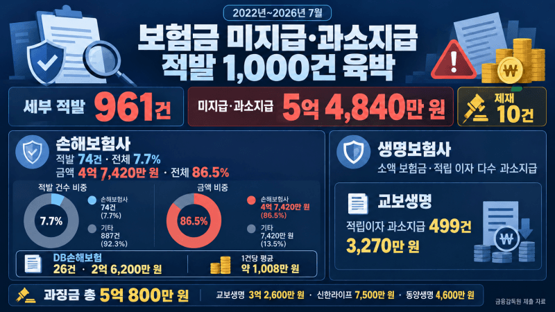 보험료는 꼬박꼬박 받더니…보험금 ‘안 주고 덜 준’ 보험사 5년간 961건 적발
