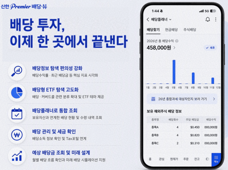 신한투자증권, MTS 배당 투자 서비스 전면 개편…‘배당플래너’ 출시