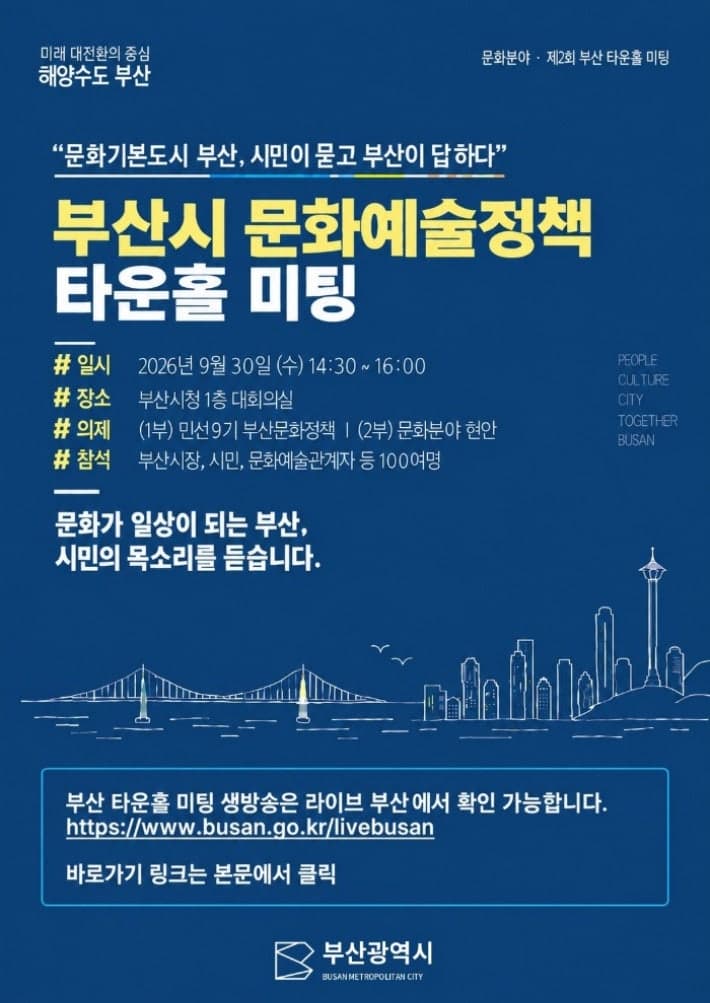 부산시, '문화기본도시' 비전 선포…퐁피두 분관 등 현안 논의