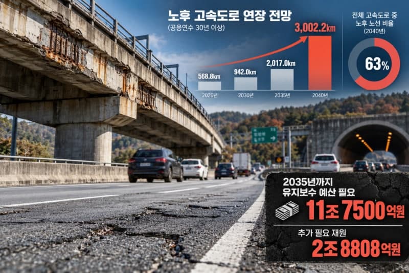 2040년 고속도로 63%가 노후화…유지보수 예산 2조 8천억 부족