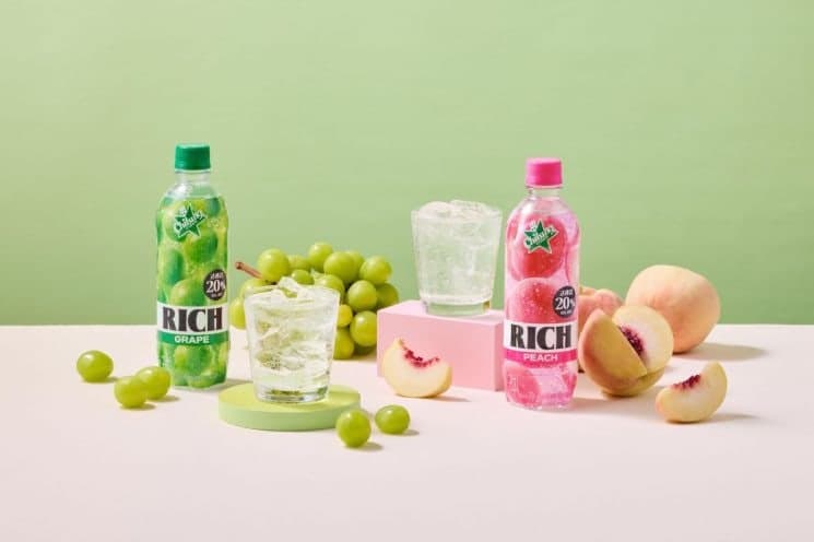 롯데칠성음료, 과즙 함량 20% 높인 '칠성사이다 RICH' 복숭아·포도 출시