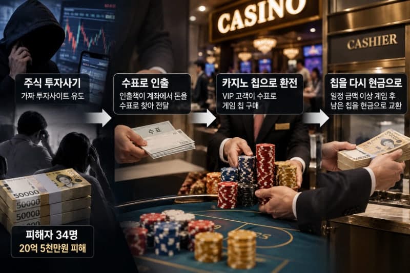 20억대 투자사기 피해금 카지노 칩으로 세탁한 40대 남성 실형