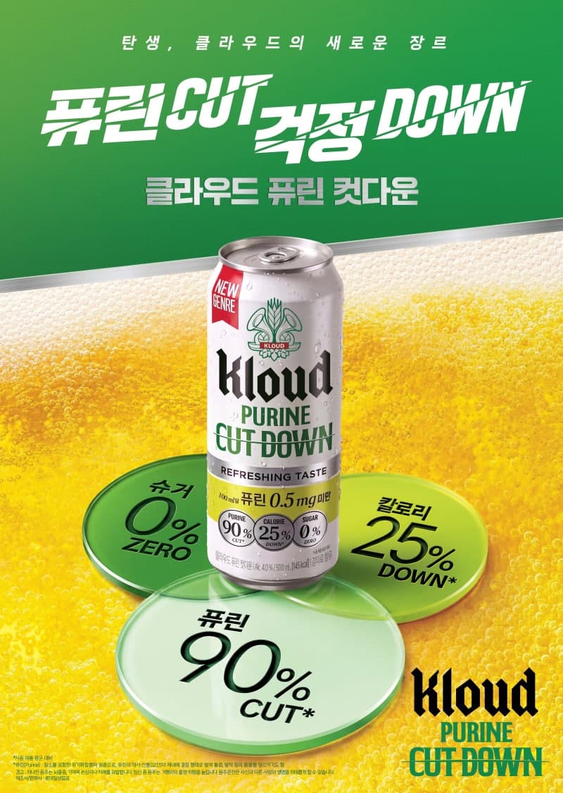 롯데칠성음료, 퓨린 90% 낮춘 ‘클라우드 퓨린 컷다운’으로 건강한 맥주 시장 공략